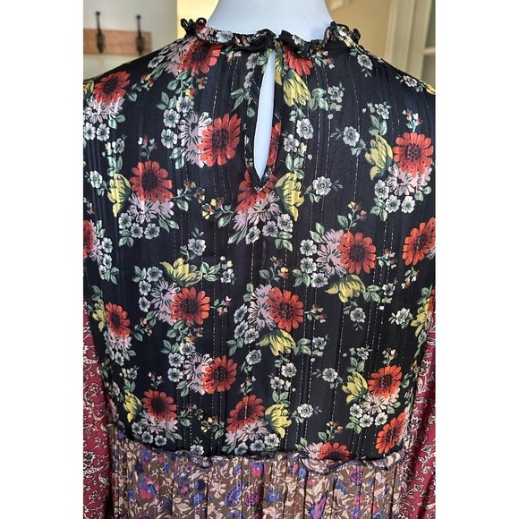 ZARA Woman Patchwork Floral Midi Dress Tassel Hem Boho L EUR L MX 30 - Picture 7 of 8